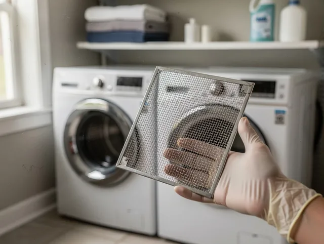 Brecksville Dryer Vent Cleaning specialist performing detailed lint trap cleaning service in Brecksville