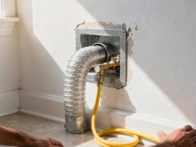 Brecksville Dryer Vent Cleaning certified technician performing specialized gas dryer vent cleaning in Brecksville
